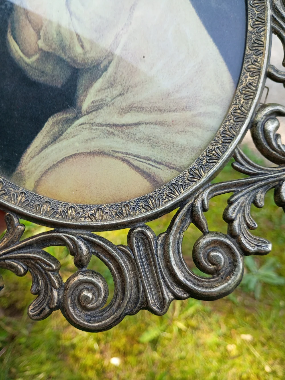 Vintage Italian The Infant Samuel by Sir Joshua Reynolds Picture w/Bubble Glass
